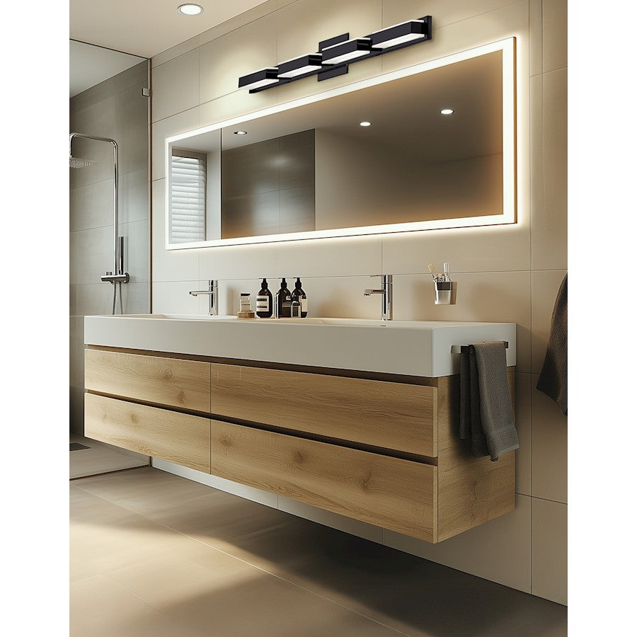 Dainolite VLD-215 26.7in 4-Light LED Vanity Light | Modern Matte Black and Frosted Acrylic | Bathroom Vanity | Model VLD-215-4W-MB