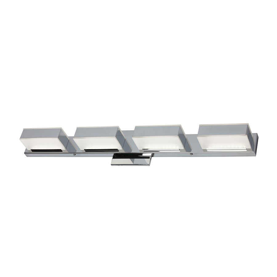Dainolite VLD-215 27in 4-Light LED Vanity Light | Modern Polished Chrome and White Acrylic | Bathroom Vanity | 27 x 3 x 4.75 in | Model VLD-215-4W-PC