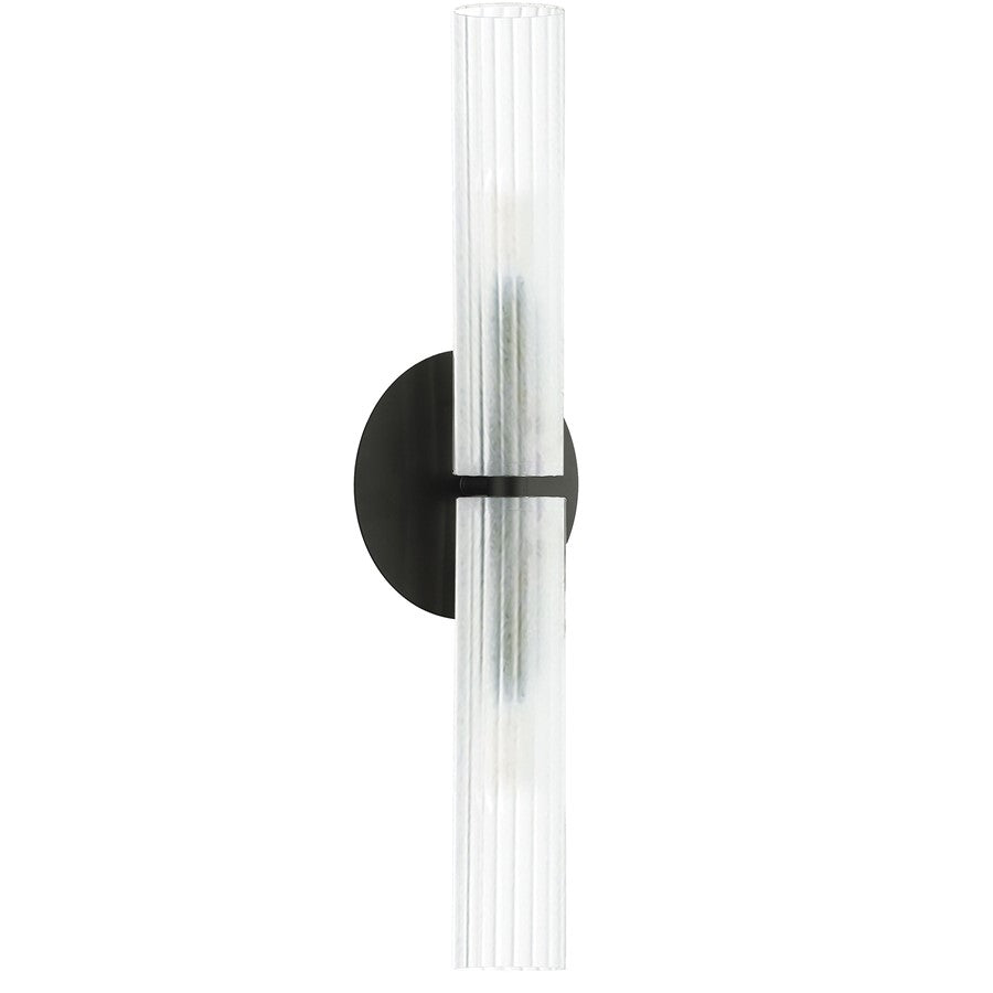 Dainolite Wand 20in 2-Light Wall Sconce | Transitional Matte Black with Frosted Glass | Bathroom & Bedroom Hallway | Model WAN-192W-MB-FR