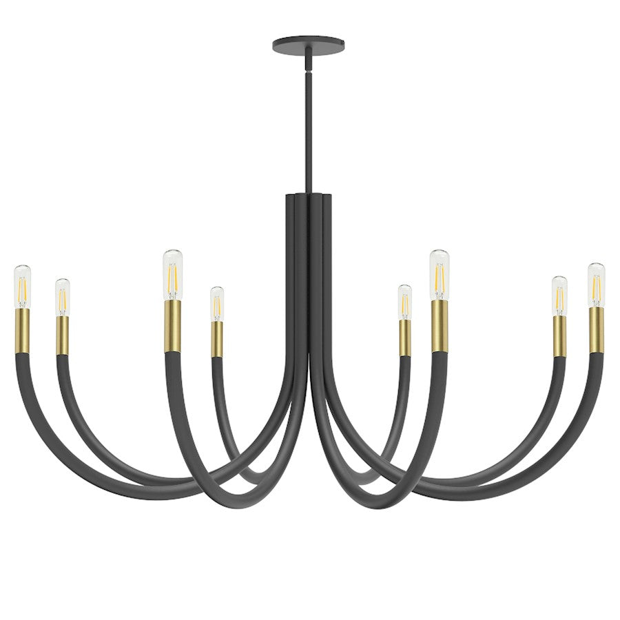Dainolite Wand 38in 8-Light Chandelier | Modern Matte Black and Aged Brass | Dining Room & Foyer | 38 x 38 x 19 in | Model WAN-388C-MB-AGB