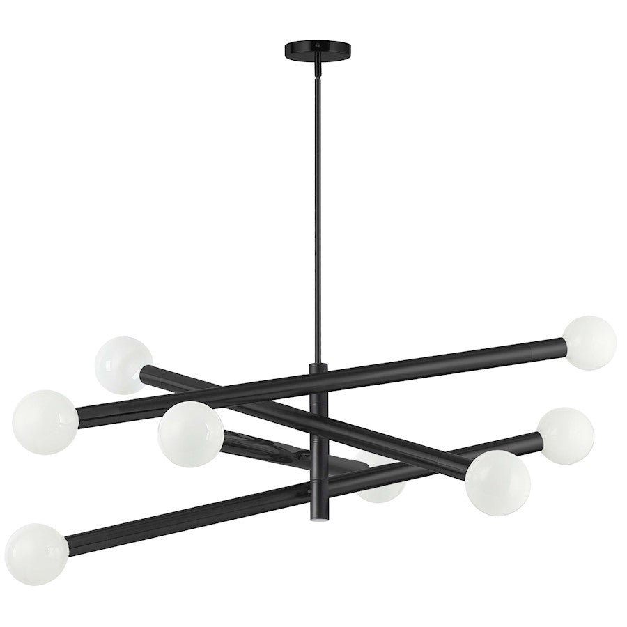Dainolite Wand 36in 8-Light Linear Pendant | Modern Matte Black Metal | Foyer & Kitchen Island | 36 x 36 x 19 in | Model WAN-398C-MB