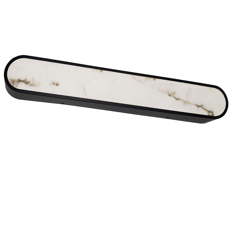 Dainolite Walsh 32in 1-Light Wall Sconce | Contemporary Matte Black and Alabaster Faux Alabaster | Hallway & Living Room | Model WSH-3240LEDW-MB