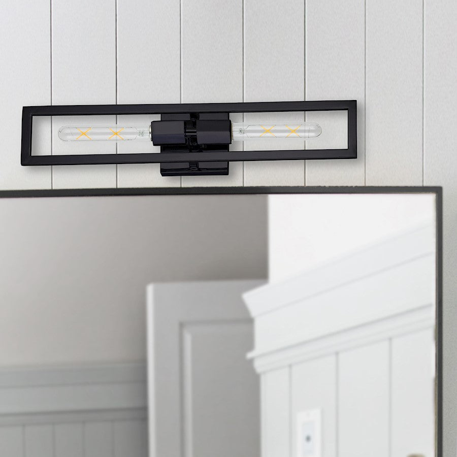 Dainolite Wisteria 22in 2-Light Wall Sconce | Contemporary Matte Black Metal | Hallway & Bedroom Accent | 4.5 x 22 in | Model WTS-222W-MB