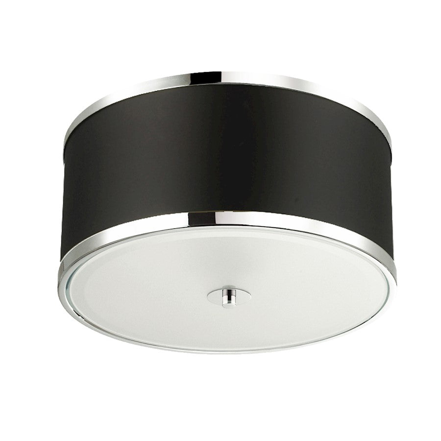 Dainolite Zuri 15in 3-Light Flush Mount | Modern Polished Chrome and Black Fabric Shade | Bedroom & Hallway Ceiling Light | 15 x | Model ZUR-153FH-PC-BK