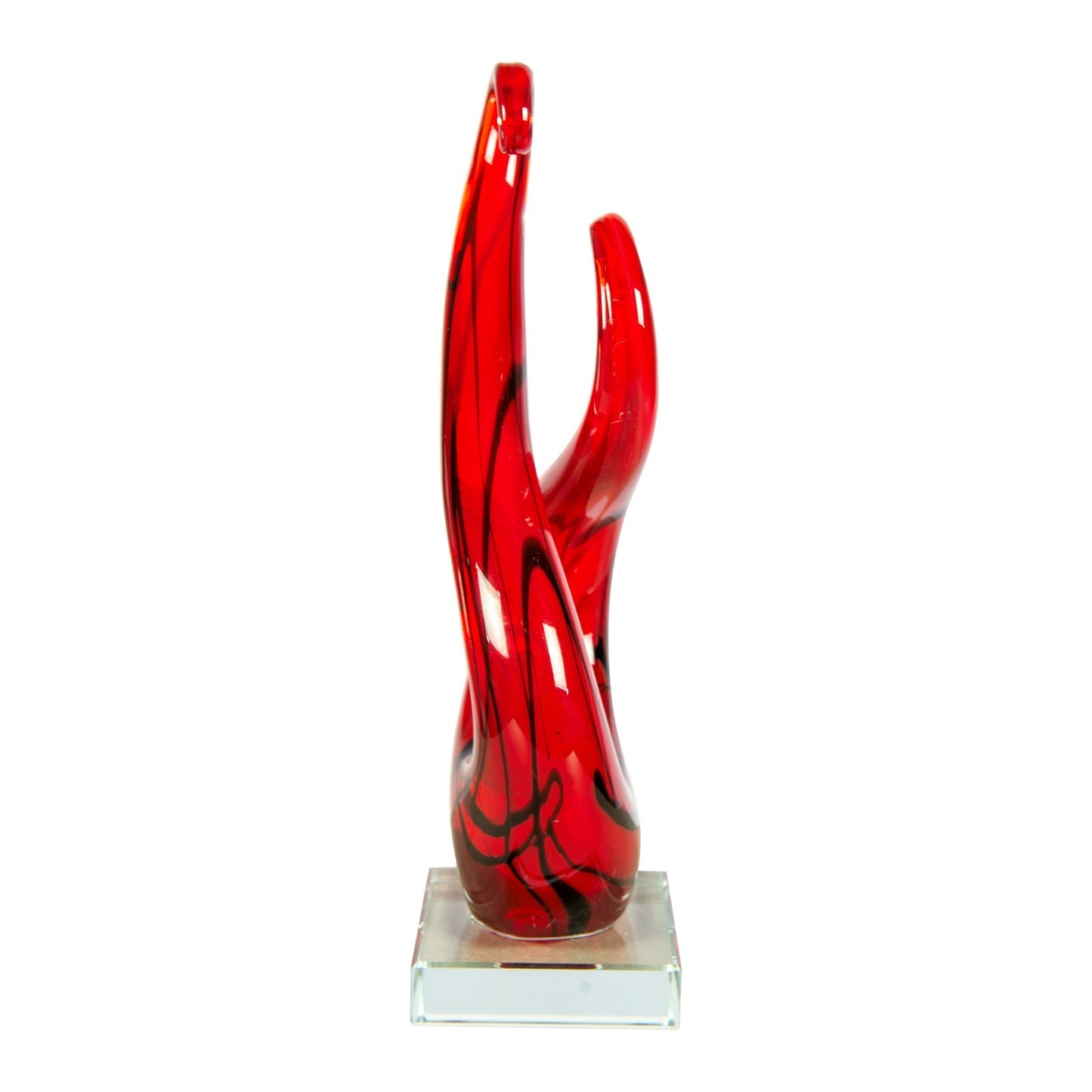Dale Tiffany Crimson Infinity Handcrafted Art Glass Sculpture | Contemporary Red & Black Curved Design | Living Room & Office Display | Model AS26034