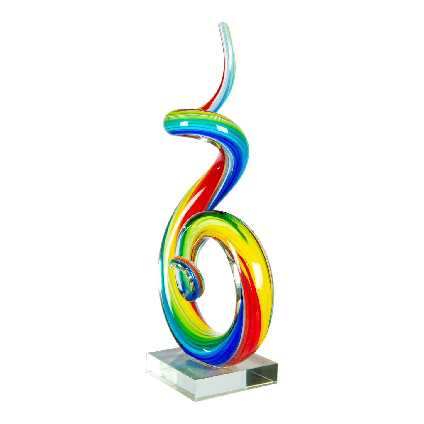 Dale Tiffany Rainbow Spiral Handcrafted Art Glass Sculpture | Vibrant Multi-Color Twisted Design | Living Room & Office Display | 3.25in | Model AS26035