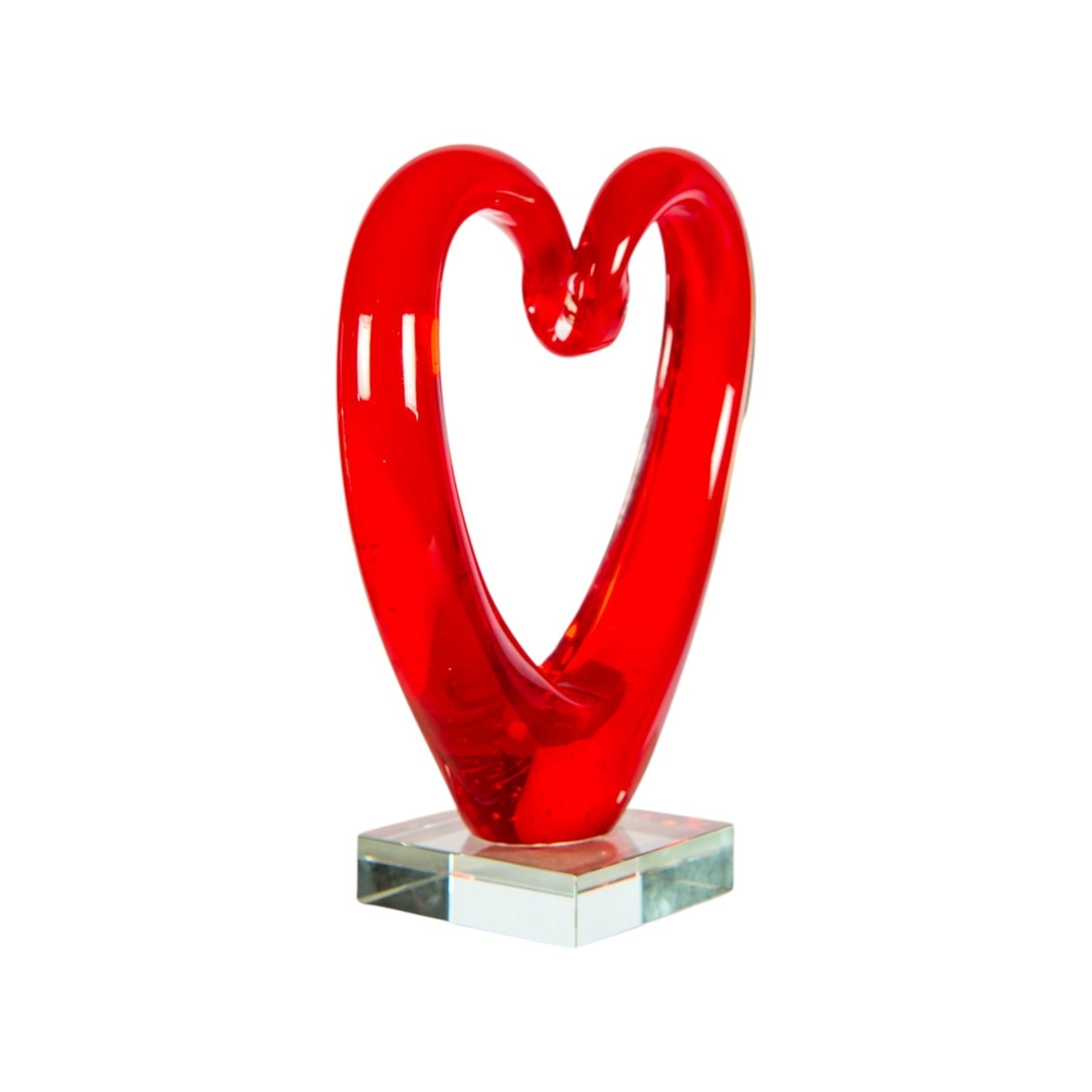 Dale Tiffany Ruby Heart Handcrafted Art Glass Sculpture | Open Heart Silhouette, Rich Ruby Red | Living Room & Bedroom Decor Accent | 3.25in | Model AS26041