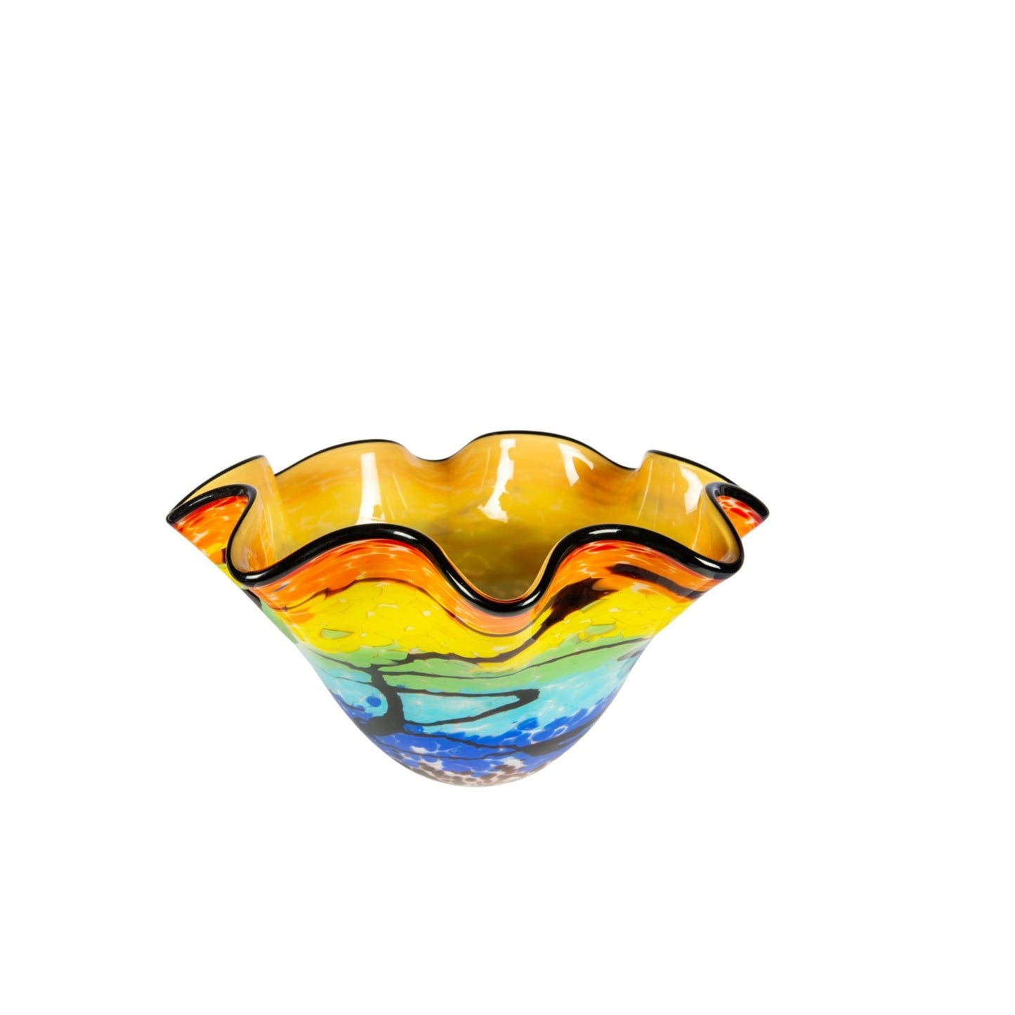 Dale Tiffany Rainbow Reef Hand Blown Art Glass Vase | Vivid Ocean-Inspired Multi-Color | Dining Table & Entryway Centerpiece | 15.25in | Model AV26030