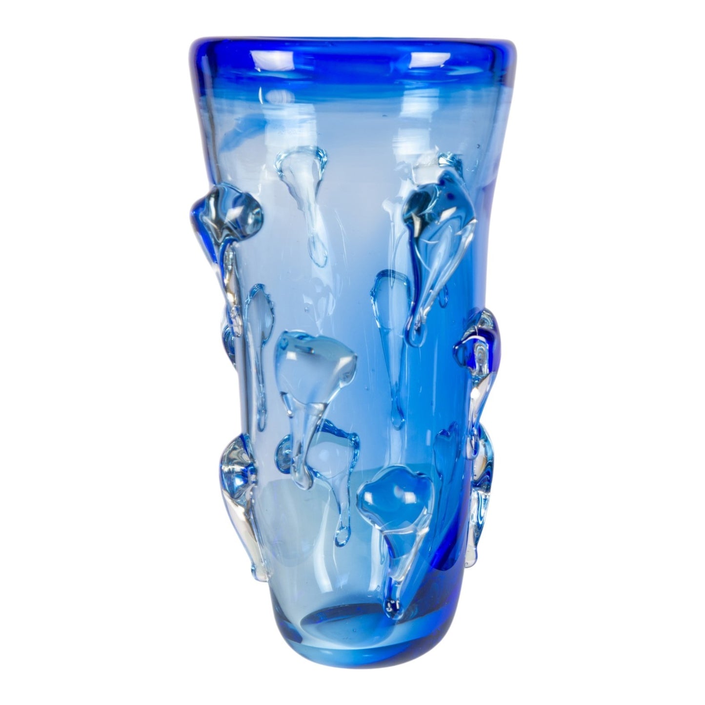 Dale Tiffany Blue Mayera 13.75in Hand Blown Art Glass Vase | Sapphire Blue Freeform Silhouette | Living Room & Entryway Accent | 7 x7in | Model AV26048