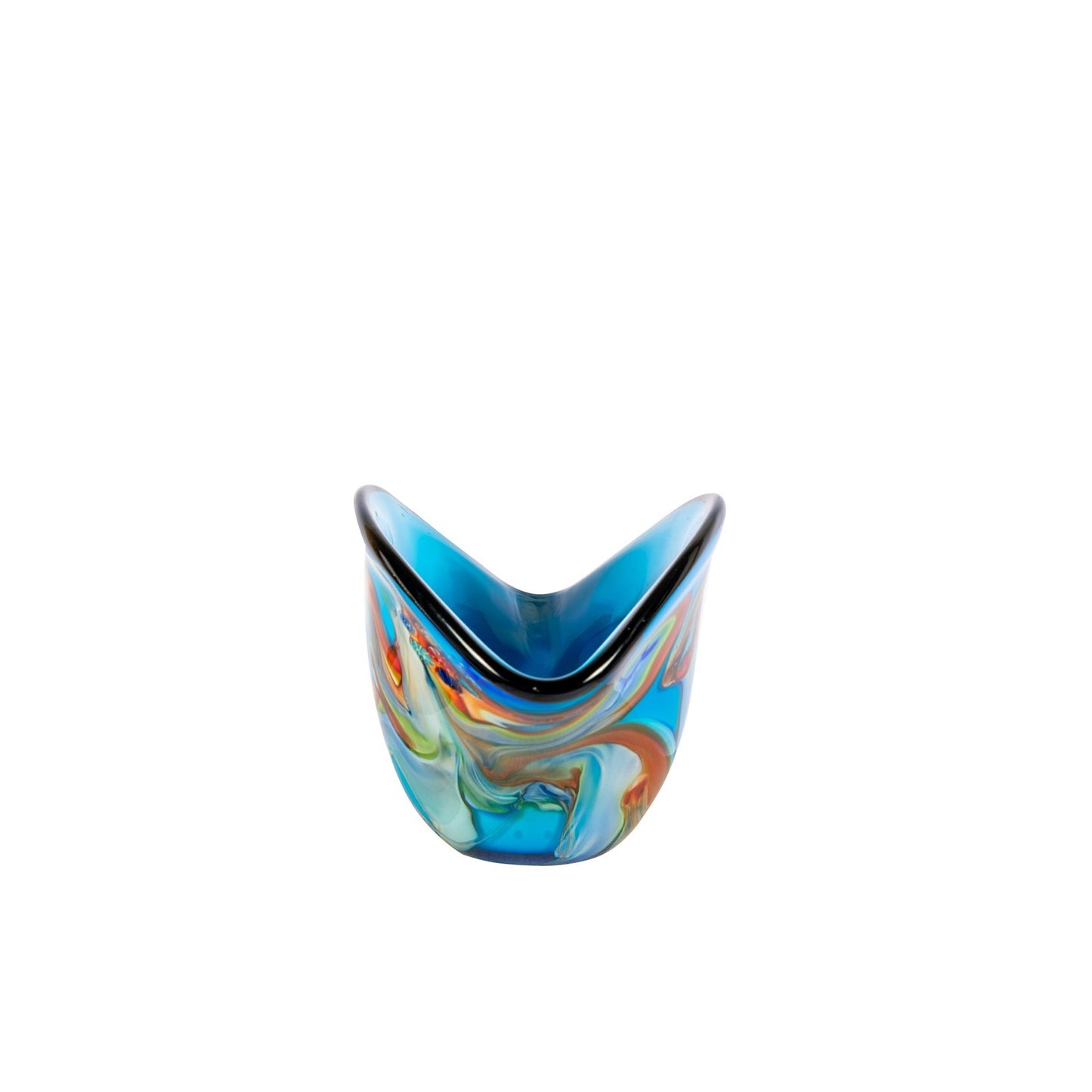 Dale Tiffany Bellezza 16.25in Hand Blown Art Glass Vase | Jewel Tone Multi-Color Freeform | Living Room & Dining Centerpiece | 7.75in | Model AV26051