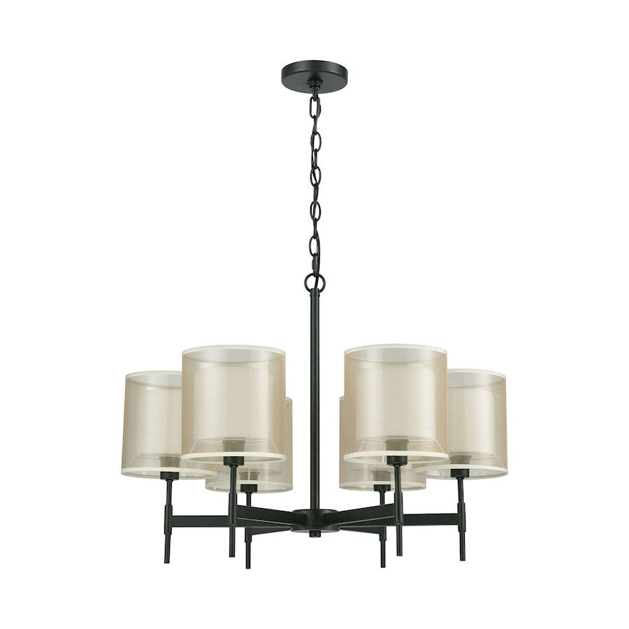 6 Light Chandelier, Black