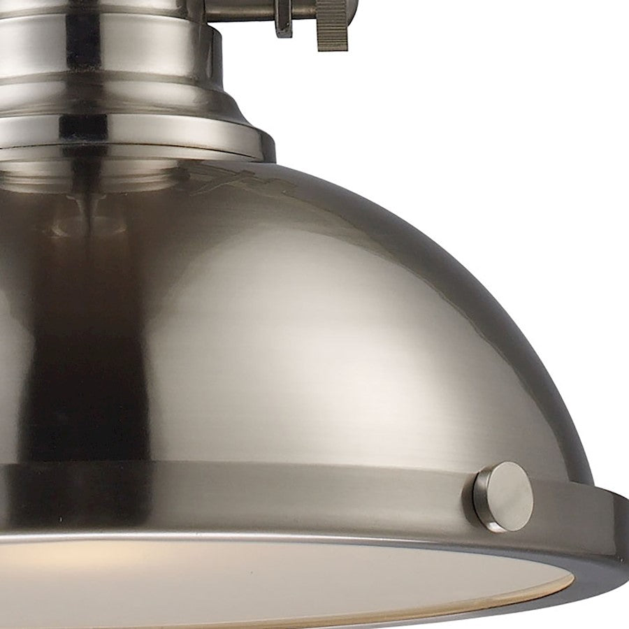 1 Light 13" Pendant, Satin Nickel
