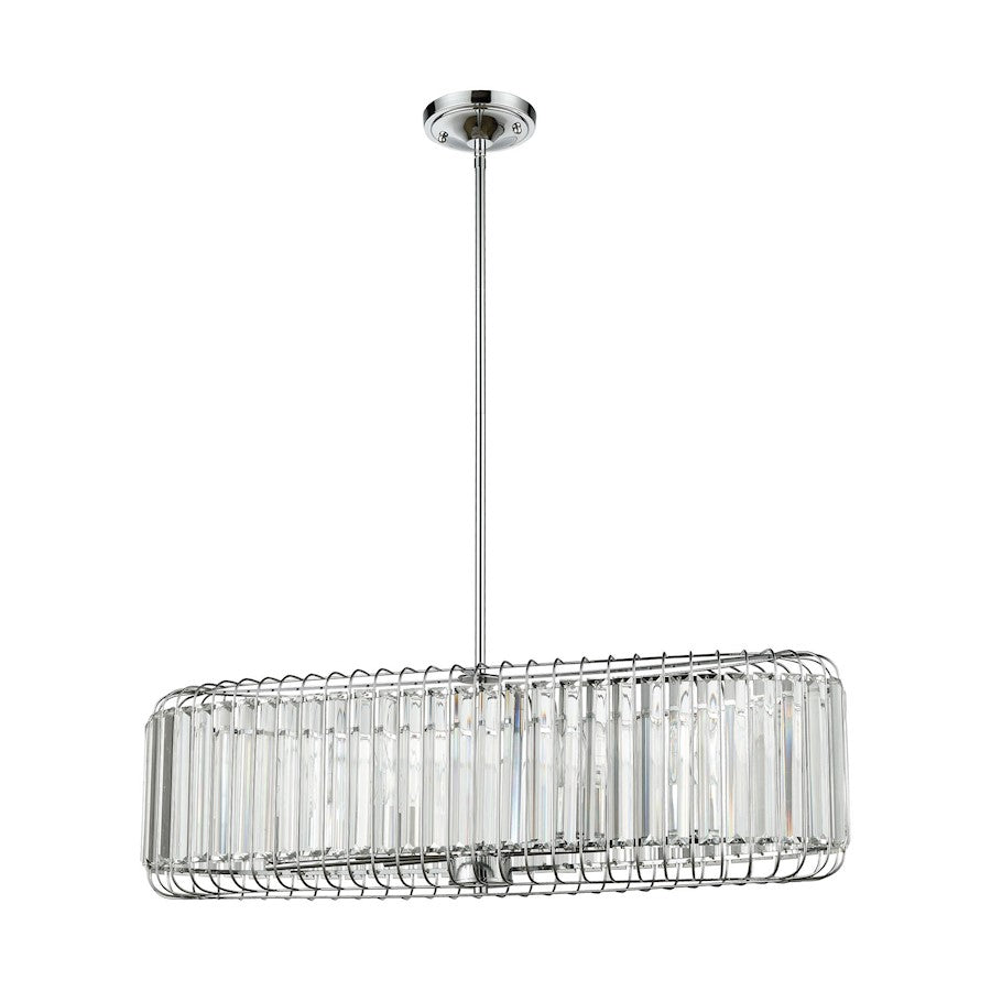 6 Light Linear Chandelier, Chrome