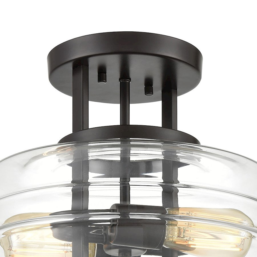 ELK Lighting Rover 2-Light Semi Flush Mount, Clear Glass