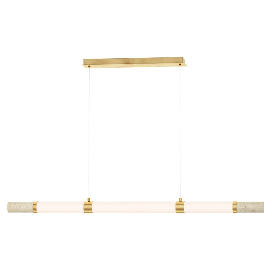 ET2 Travertine 3Lt Linear LED Pendant, Travertine/Gold/WH