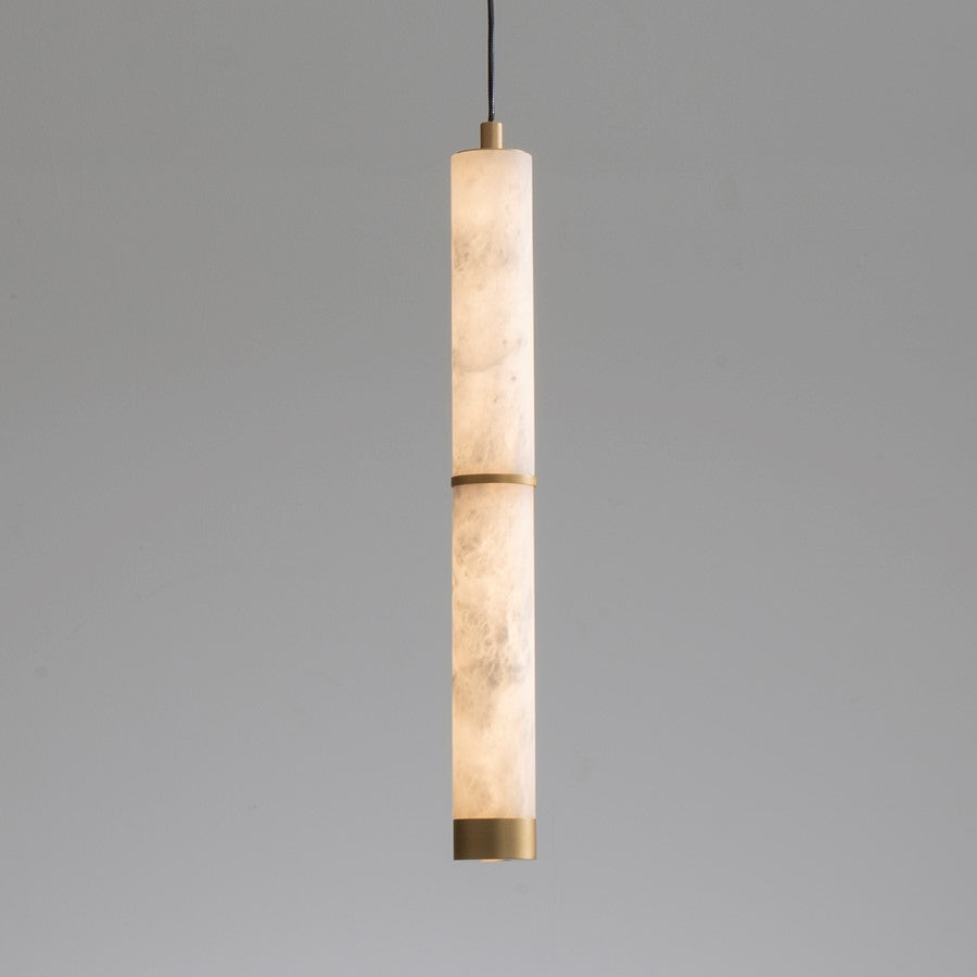 ET2 Lighting Aragon 2-Light 17" LED Pendant, White Alabaster/Gold
