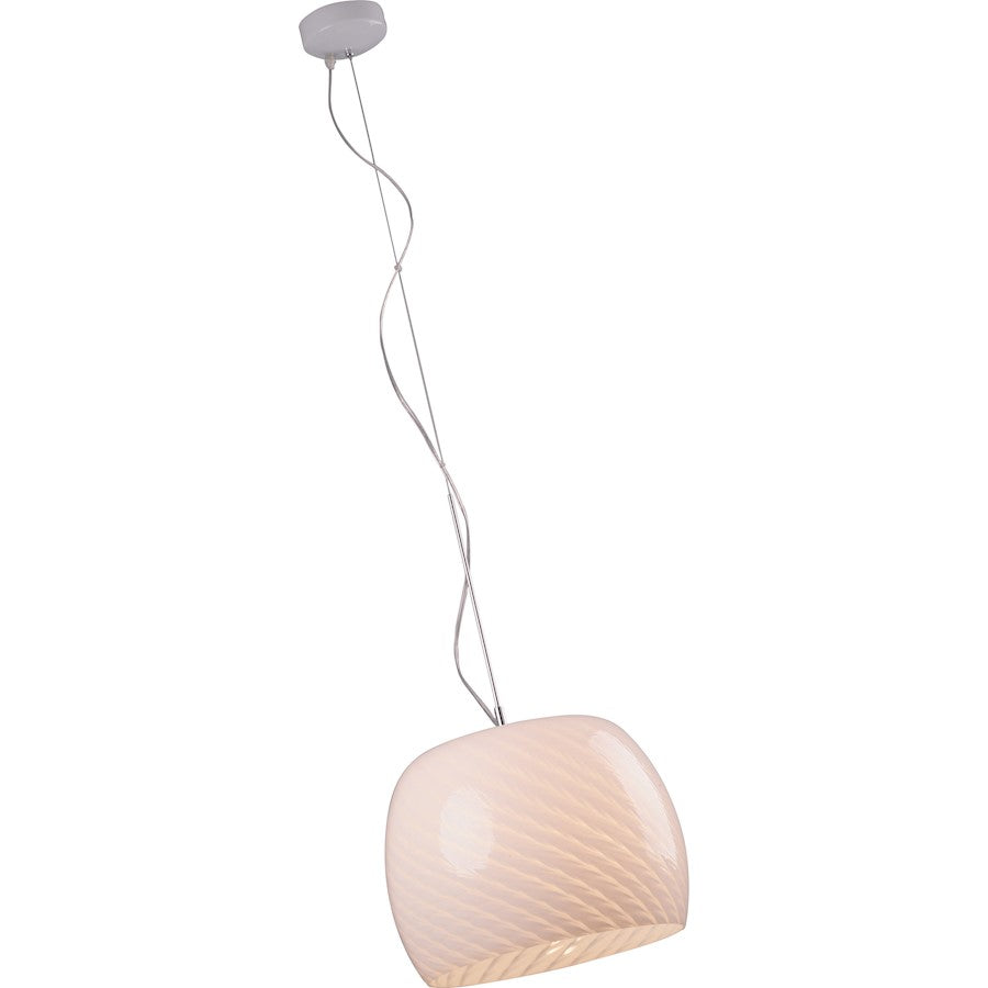 ET2 Lighting Ripple 1 Light Pendant, White Ripple