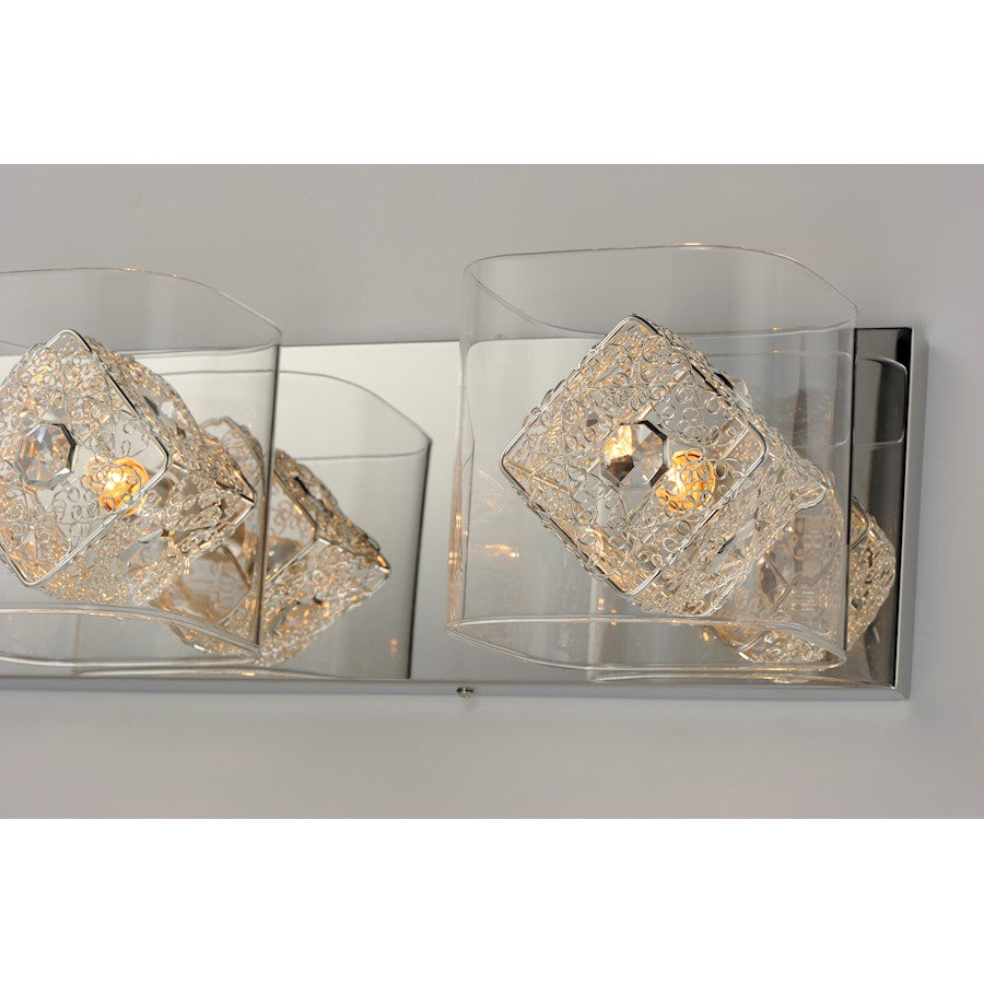 ET2 Gem 4-Light Bath Vanity With SV Shade, Polished Chrome