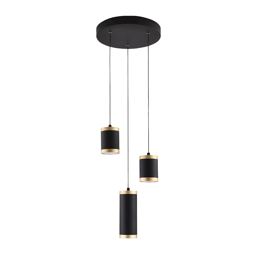 ET2 Lighting Cuff 3 Light Pendant, Black/Gold