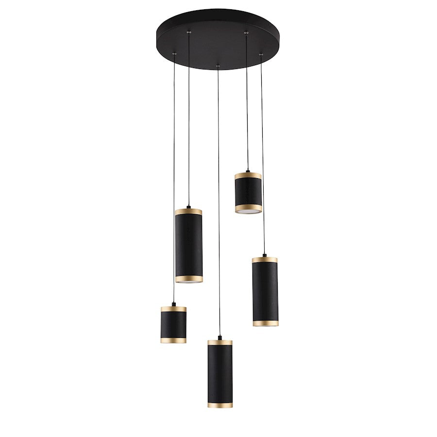 ET2 Lighting Cuff 5 Light Pendant, Black/Gold