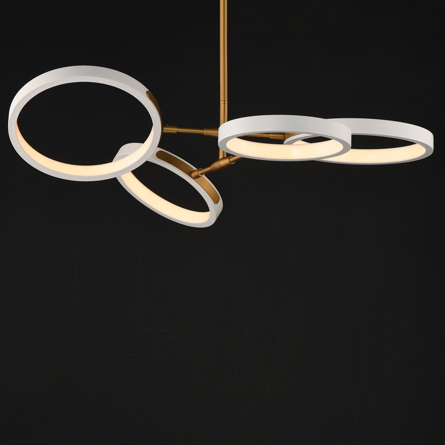 ET2 Lighting Hoopla 4-Light 33" LED Pendant, White/Gold