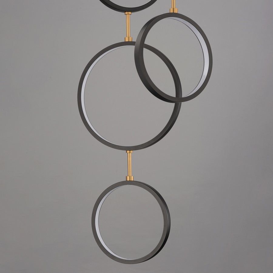 ET2 Lighting Hoopla 6-Light 25" LED Pendant, Black/Gold