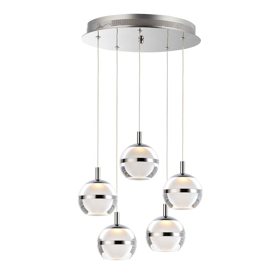 ET2 Lighting Swank 5-Light Pendant, Polished Chrome