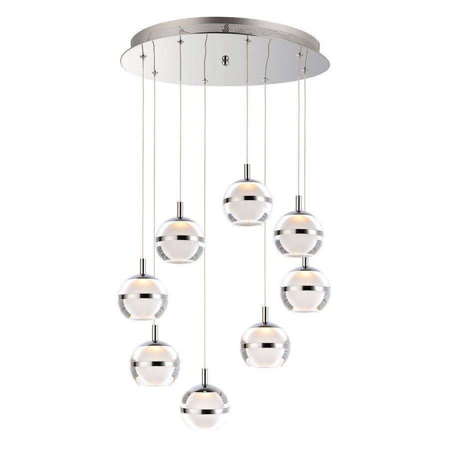 ET2 Lighting Swank 8-Light Pendant, Polished Chrome
