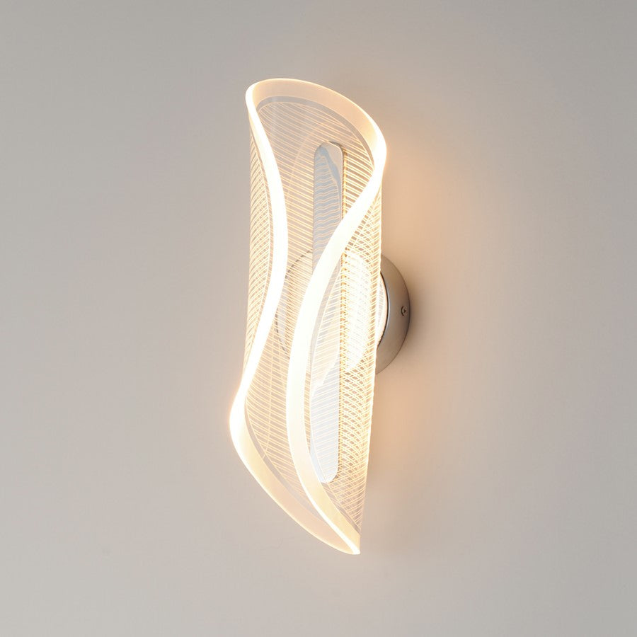 ET2 Lighting Manta 1Lt 17" LED Wall Sconce, Chrome/Clear Ribbed