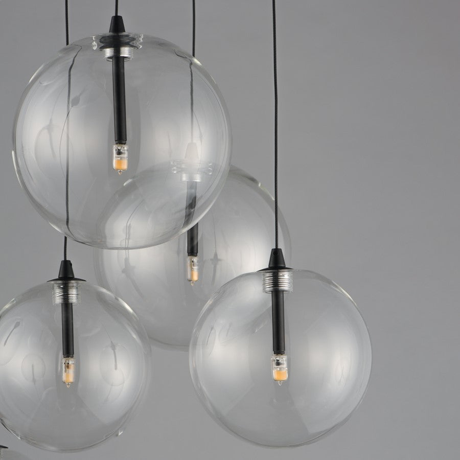 ET2 Lighting Global 9-Light LED Chandelier, Black/Clear