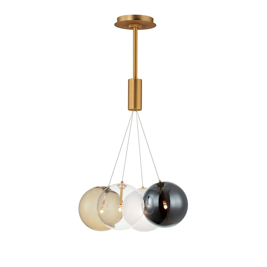 ET2 Lighting Burst 4 Light LED Pendant, Gold/Multi Color