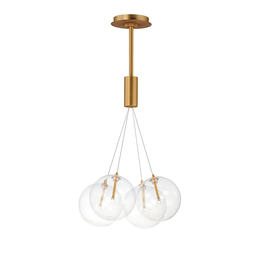 ET2 Lighting Burst 4 Light LED Pendant, Gold/Clear