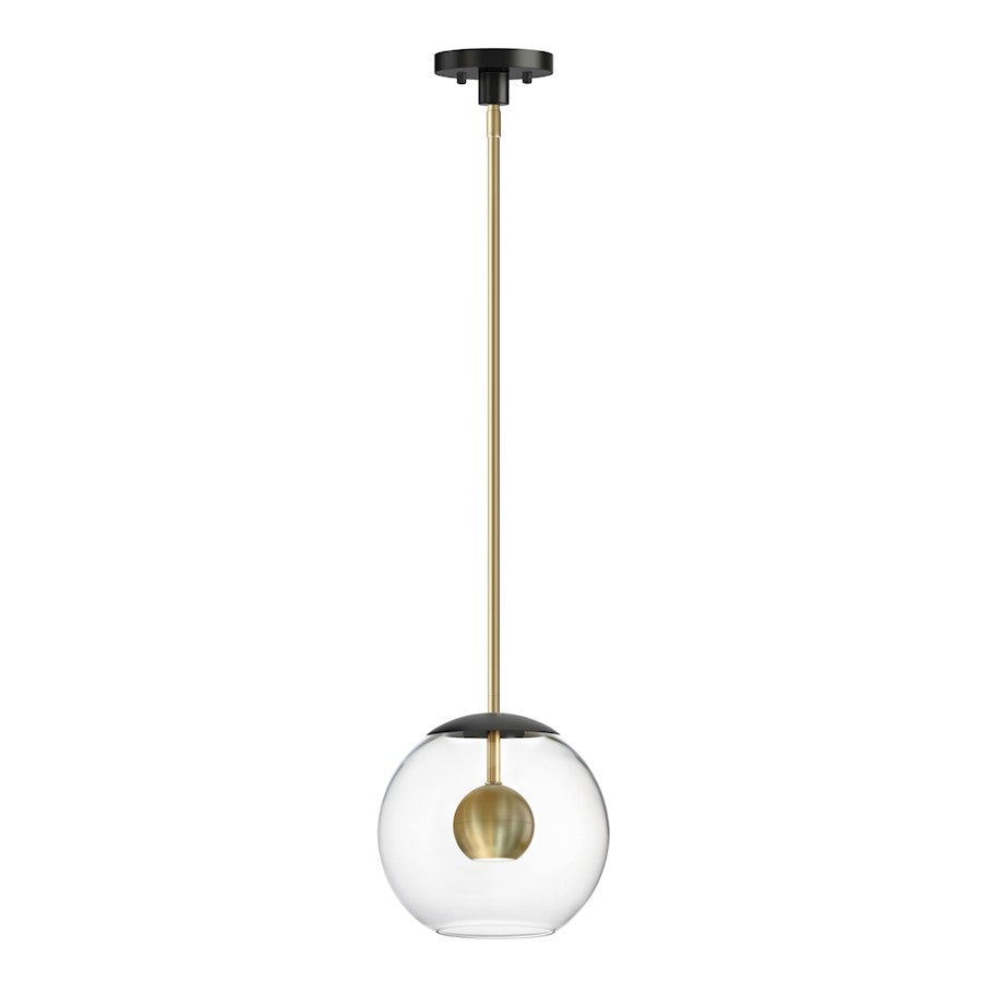 1 Light Pendant, Black/Aged Brass
