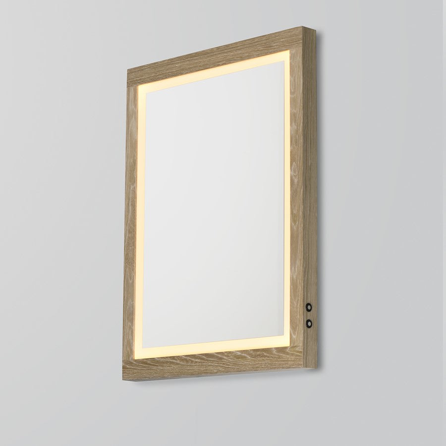 ET2 Lighting Sawyer 1 Light 24"x32" Oak Framed LED Mirror, Oak