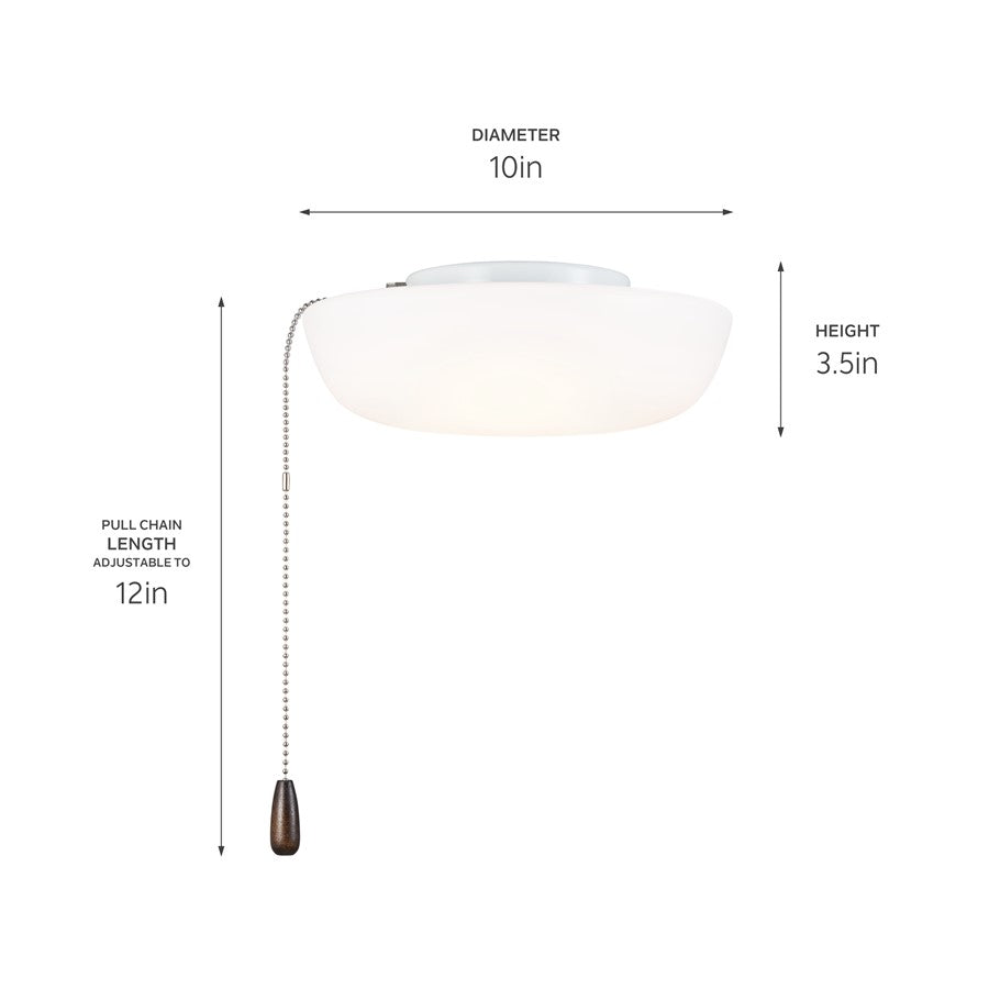 Kichler 10" Universal LED Fan Light Kit/Square, White