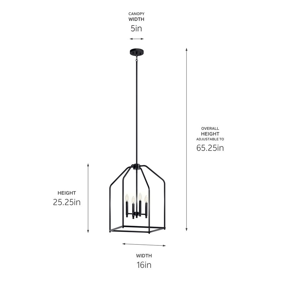 Kichler Madden 4 Light Foyer Pendant, Black