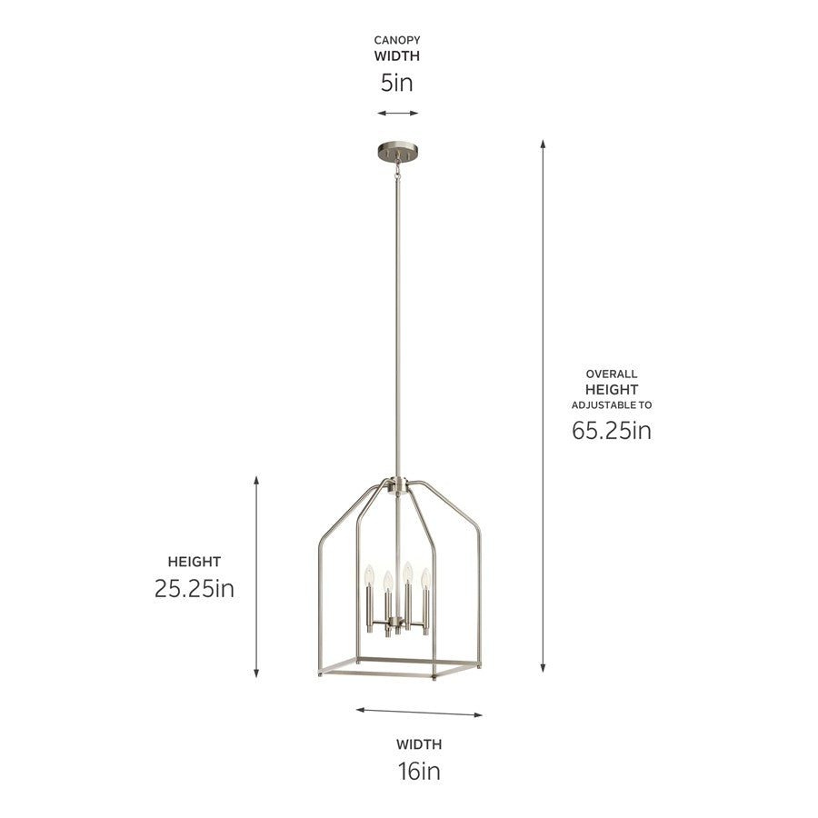 Kichler Madden 4 Light Foyer Pendant, Brushed Nickel