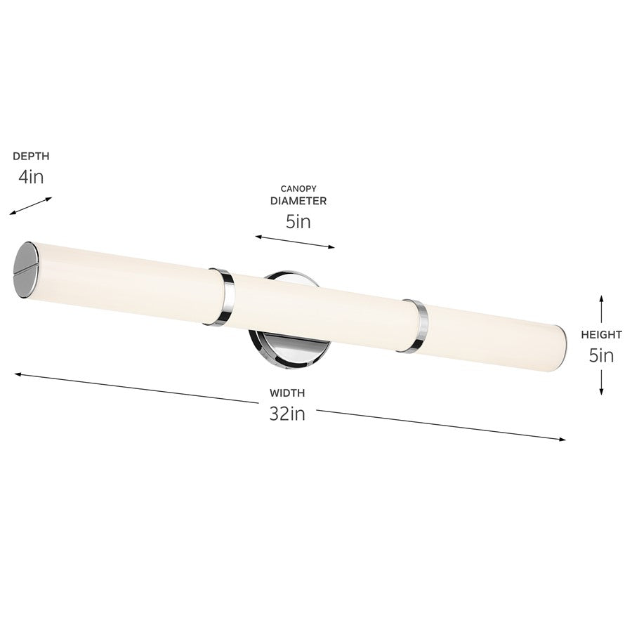 Kichler Rosh 1 Light Linear Bath Large, Chrome/White