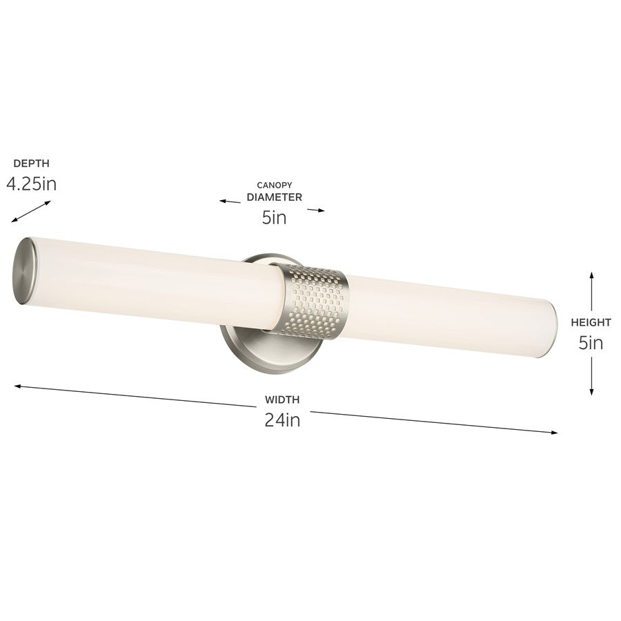 Kichler Sashi 1 Light 24" Linear Bath, Brushed Nickel/White