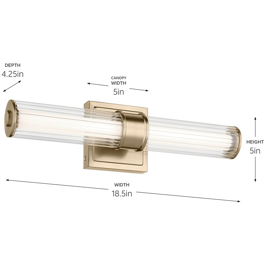 Kichler Laurene 2 Light 19" Wall Sconce, Bronze/Clear Fluted