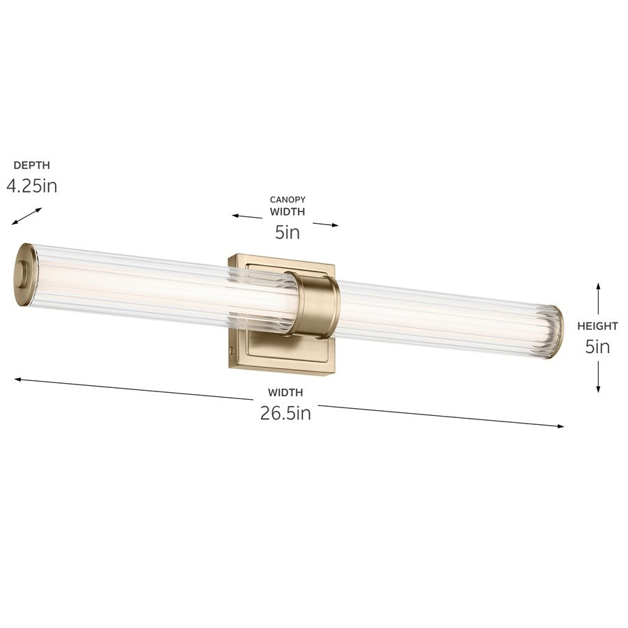 Kichler Laurene 2 Light 27" Linear Bath, Bronze/Clear Fluted