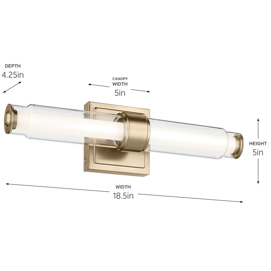 Kichler Laurene 2 Light Wall Sconce, Champagne Bronze/Clear