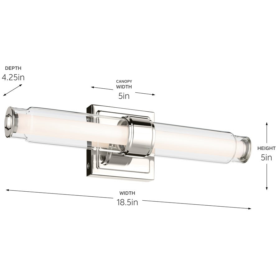 Kichler Laurene 2 Light Wall Sconce, Polished Nickel/Clear