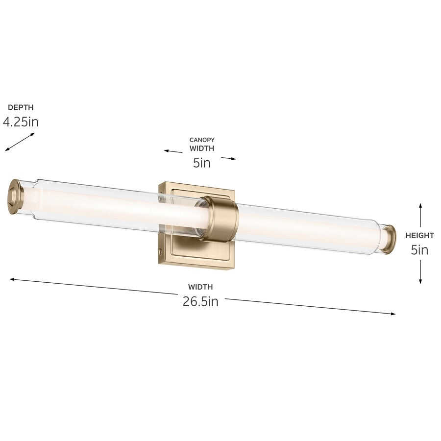 Kichler Laurene 2 Light Linear Bath Medium, Champagne Bronze/Clear
