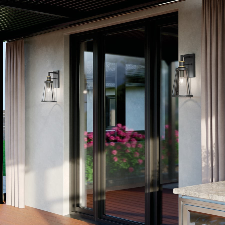 Kichler Talman 1 Light Outdoor Wall Light, Medium, Black/Clear