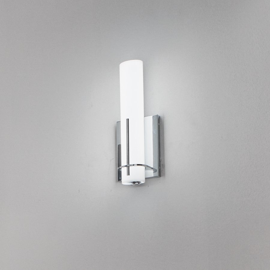 Elan Traverso 1 Light LED Wall Sconce, Chrome/Satin Etched Opal