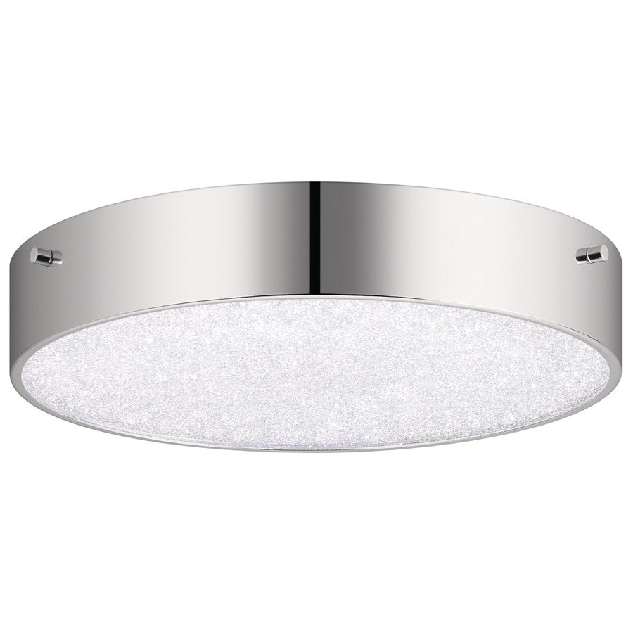 Elan Crystal Moon 1 Light 12" Flush Mount, Chrome/Clear/Cubic Zirconia - 84049