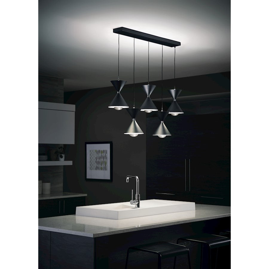 5 Light LED Linear Chandelier, Matte Black