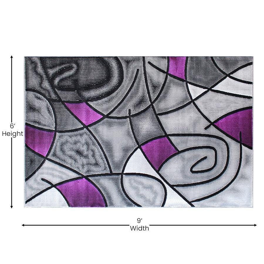 Flash Furniture Jubilee 6X9 Abstract Area Rug, Purple