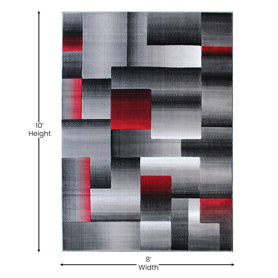 Flash Furniture Elio 8X10 Block Area Rug, Red